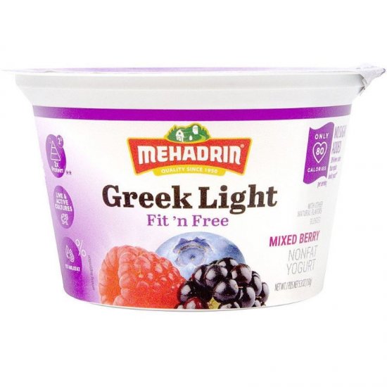 Mehadrin Fit \'n Free Greek Light Mixed Berry Yogurt 5.3oz