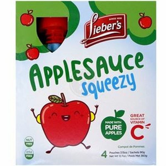 Lieber\'s Applesauce Squeezy Pouches 4Pk