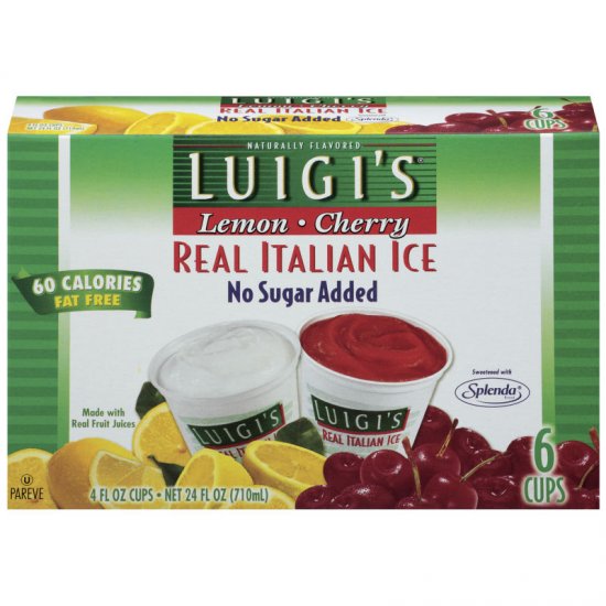 Luigi\'s Italian Ices Lemon and Cherry 6Pk