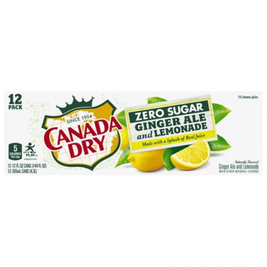 Canada Dry Zero Sugar Ginger Ale w/ Lemonade 12Pk
