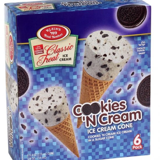 Klein\'s Classic Treat Cookies N\' Cream Cones 6pk