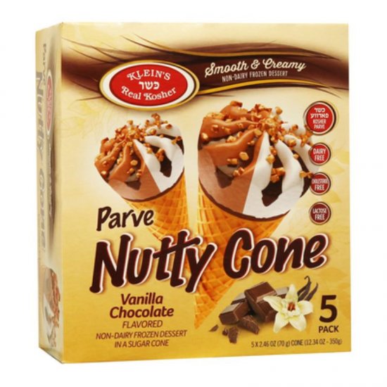 Klein\'s Parve Nutty Cone Vanilla Chocolate Cones 5pk