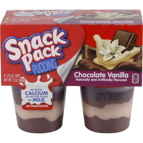 Hunt\'s Snack Pack Chocolate/Vanilla 4Pk 3.25oz