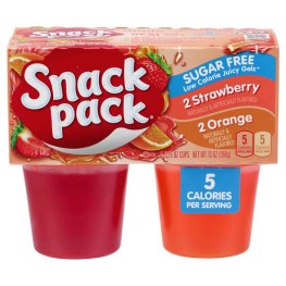 Hunt Snack Pack Sugar Free Strawberry/Orange 4Pk 3.25oz