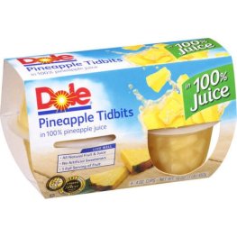 Dole Pineapple Tidbits Cups 4pk