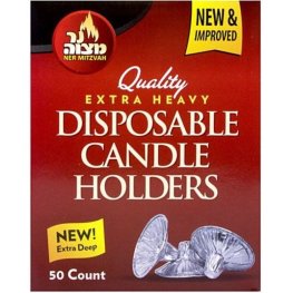 Ner Mitzvah Extra Heavy Disposable Candle Holders 50Pk