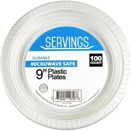 Servings 9" Plastic Plates 100Pk