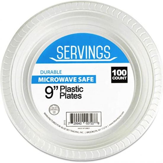 Servings 9\" Plastic Plates 100Pk