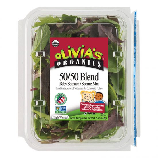 Olivia\'s 50/50 Blend Spring Mix and Spinach 5oz