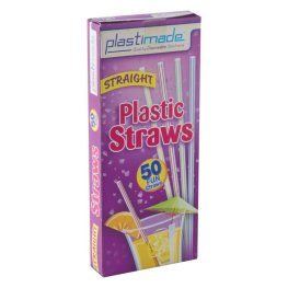 Plasticmade Straight Plastic Straws 50Pk